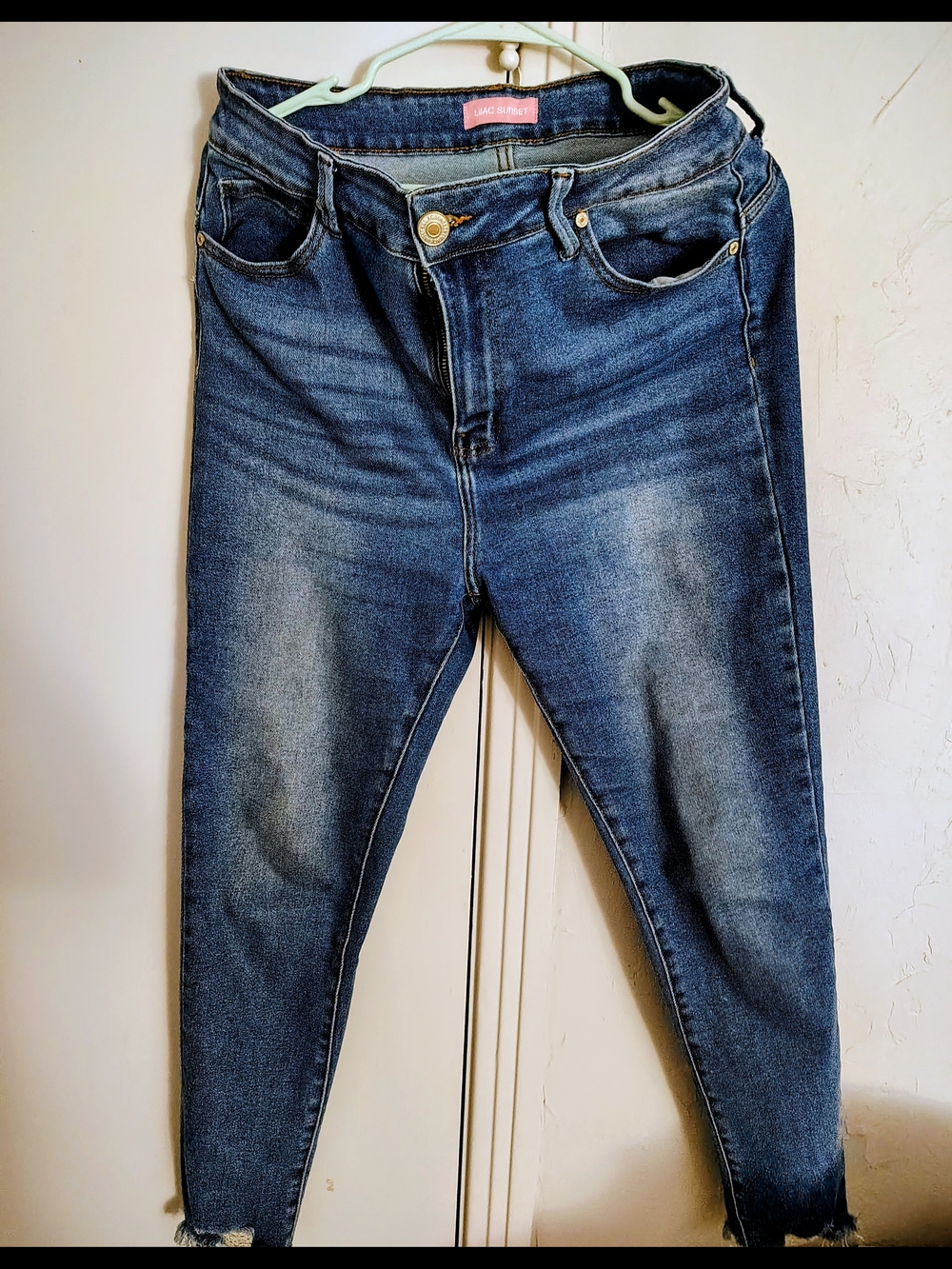 Dark Blue Ankle Jeans with Subtle Fade - Women's Stretch Denim
